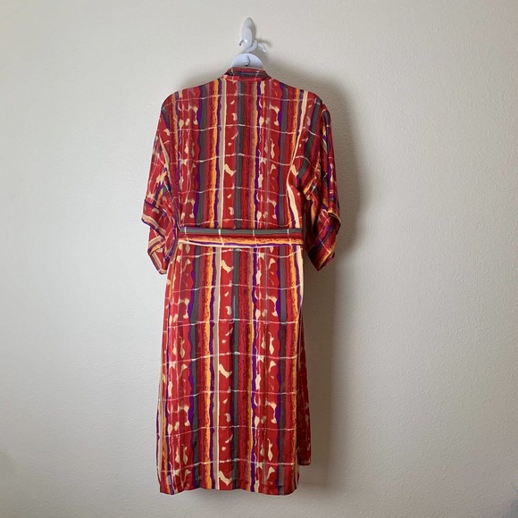 VTG R MICHAEL ALAN Women Robe Size M Kimono Retro Multicolor Belted Chiffon - Picture 6 of 11